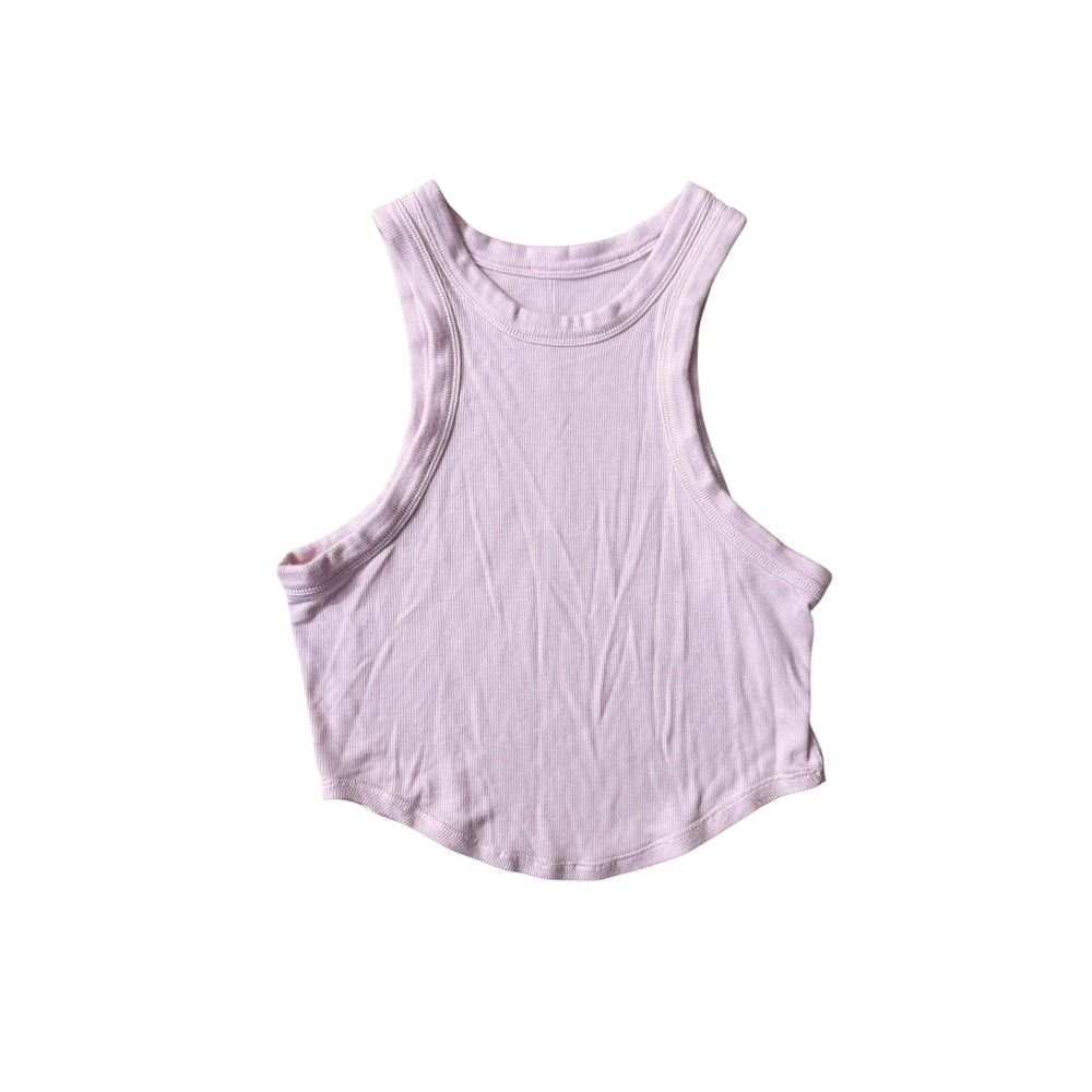 Lululemon Tank‎ Top Baby Pink Ribbed High Neck Racerback Crop Top